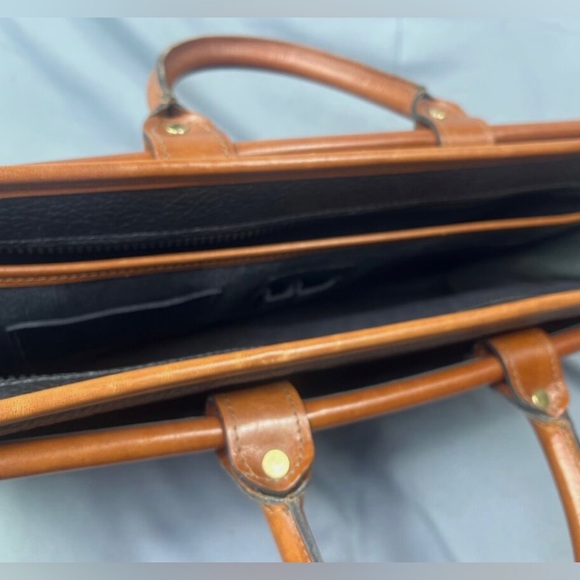 Jack Georges Black Leather Briefcase w/ Brown Trim 16x9 - Picture 6 of 6